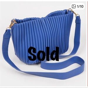 NWOT Blue Pleated Shoulder Bag